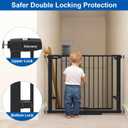29-40Easy Walk Thru Baby Gate for Doorways&Stroller,Auto Close Dog Gate Indoor for Stair,No Drill Pressure Mounted Baby Gate with Large Walk-Through Door,Safety Gate for Children&Pets(Black)