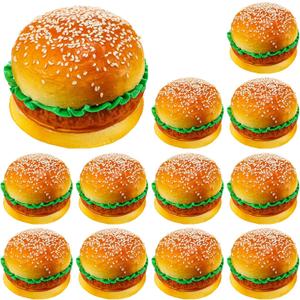 CroBlissful 12 Pcs Artificial Hamburgers Realistic Fake Food Bread Model Photography Prop for Kitchen Food Fake Display Home Kitchen Party Decoration
