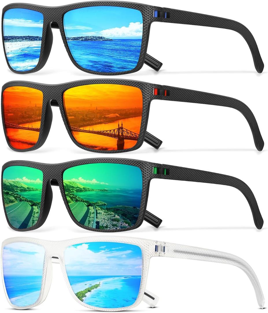 Square Polarized Sunglasses for Men Vintage Style Driving Travel Sun Glasses Lightweight Frame UV Protection Goggles