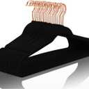 MIZGI Premium Velvet Hangers (30 Pack) Heavy Duty- Non Slip - Velvet Suit Hangers Black - Copper/Rose Gold Hooks,Space Saving Clothes Hangers (Black)