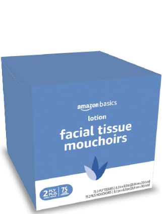 Amazon Basics Facial Tissue with Lotion, 2-Ply, 390 Count Pack of 6