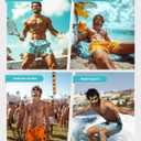 SURF CUZ Mens Swim Trunks with Compression Liner Quick Dry Swim Shorts Swimming Trunks 2 in 1 Bathing Suit Zipper Pockets (XX-Large, Dark Tropical Flamingo)