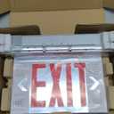 LED Exit Sign LED Edge-Lit Exit Sign Emergency Light, 120-347V, Recessed Mount Emergency Light, Aluminum Housing, Single Face Acrylic Panel, Red or Green Letters, with Battery Backup