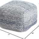 Anji Mountain Pouf Ottoman Foot Rest, Handmade Ottoman Pouf, Comfortable Foot Stool, Decorative Floor Seating for Living Room Decor, Bedroom & Home Dcor Accent - Marine, 22"D x 22"W x 16"H