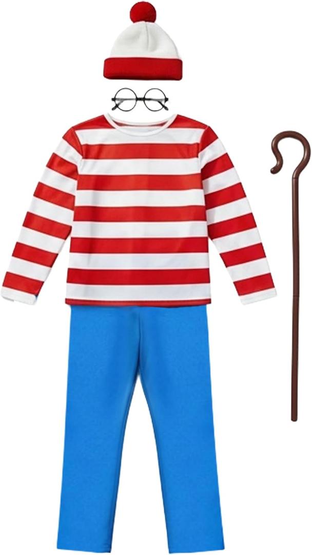 Morph Red and White Stripe Costume for Kids Book Character Outfits Halloween Costumes for Boys (Small)