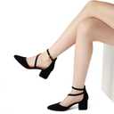 DREAM PAIRS Women's Closed Pointed Toe Low Chunky Heels Pumps Ankle Strap Wedding Business Dressy Shoes Size 11