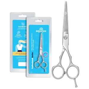 Equinox Barber & Salon Styling Series, Barber Hair Cutting Scissors/Shears, 6.0" Overall Length (Silver)