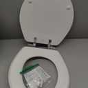 Mayfair Bennett Toilet Seat with Chrome Hinges, Slow Close Wood Seat, Secure Metal Hinges, Easy Install, Made in USA, Round, White