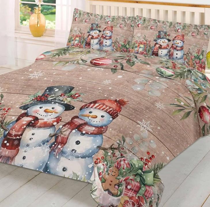 Christmas Duvet Cover Set California King Size Christmas Poinsettia Snowman Eucalyptus Leaves Brown Wooden Grain Comforter Cover Set Soft Bedding Set for Boys Girls Adults(1 Duvet Cover+2 Pillowcases)