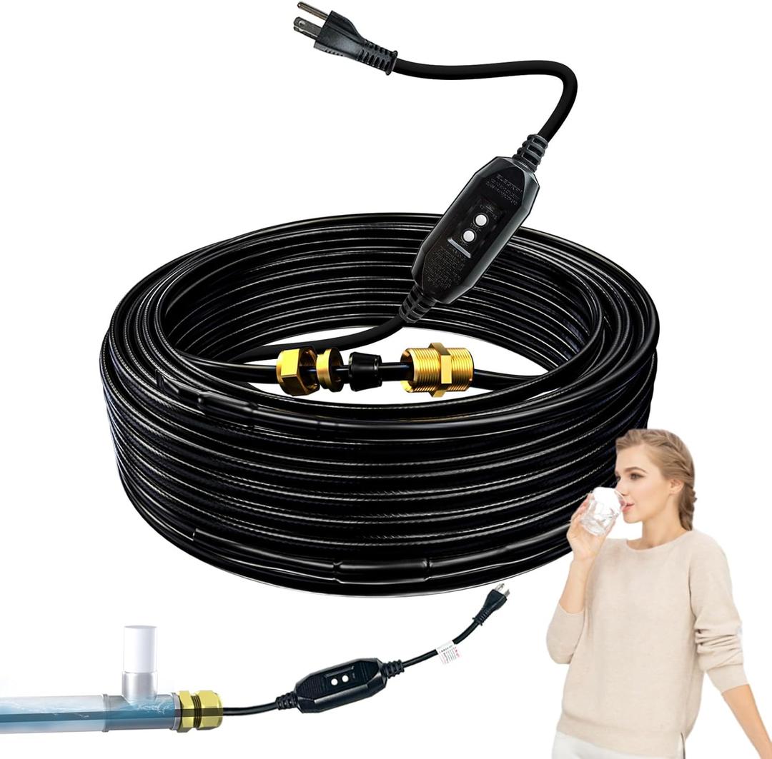 HEATIT In Pipe Self-regulating Heating Cable Prevents Pipes from Freeze, Internal Heat Tape for Safe Drinking Water, Inside Heat Trace Cable for Water Pipes, NSF/ANSI/CAN 61 Certified 120V, 10FT