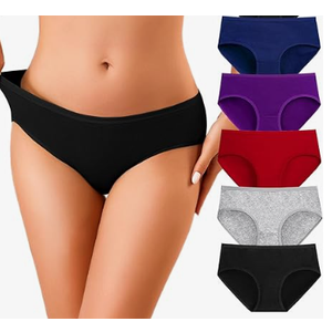 OLIKEME Womens Underwear Cotton Hipster Panties Low Rise No Show Briefs Soft Stretch Breathable Ladies Panties 5 Pack XL