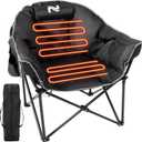 Slsy Heated Camping Chair Oversized, Outdoor Portable Heated Folding Chair, Heavy Duty 500 lbs Support, Padded Seat for Outdoor Sports, Camping, Patio, and Picnics