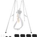 VEVOR Yoga Stand Frame, Max 441-551 lbs Load Swing Stand, Triangular Structure Aerial Rig, Aerial Silk Stands with Yoga Hammock, Standard & Height-Adjustable Version (Steel Silver)
