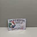 Chicken Lover Gift Idea - Humorous Metal Coop Sign, Farm Animal Tin Art for Home, Kitchen, Garden, 8x12 Inch Vintage Style Decorative Plaque with Holes