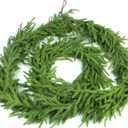 9FT Real Touch Artificial Norfolk Pine Garlands Green Artificial Greenery Garland Lifelike Faux Pine Branches for Christmas Holiday Decor, Indoor Outdoor Home Wedding Decoration (Green, 9FT)