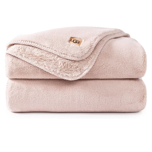 UGG Whitecap Fleece Throw Blanket, Soft Warm Throw for Bed or Chair, Luxury Bedroom Decor, Cozy Blankets, Machine Washable, 50-inch x 70-inch, Pink Quartz