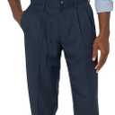 Amazon Essentials Men's Classic-Fit Expandable-Waist Pleated Dress Pant (36W x 28L, Navy)