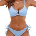 Blooming Jelly Womens Sexy 2 Piece Bikini Sets Cheeky High Cut Bathing Suit Color Block Textured U-Wire Swimsuits 2026