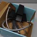 Cobbe Waterfall Bathroom Faucets 3 Hole, Matte Black Bathroom Sink Faucet Square 4 Inch Centerset with Pop-Up Drain, 2 Handle and 2 Supply Hoses, Lead-Free Stainless Steel for Vanity Sink Rv