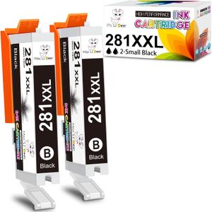 Miss Deer Compatible 281 Black Ink Cartridges Replacement for Canon CLI-281XXL CLI281 XXL BK for Pixma TR8520 TR8620 TS6120 TR7520 TS8220 TR8600 TS6220 TS6320 TS9120 TS9521c Printer (Small Black x 2)