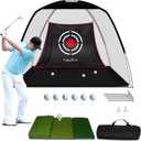 Gagalileo Golf Hitting Net Backyard Driving: 10x7FT Professional Backstop with Silent Velvet Target Portable Practice for Men Dad Complete Sport Set Gift