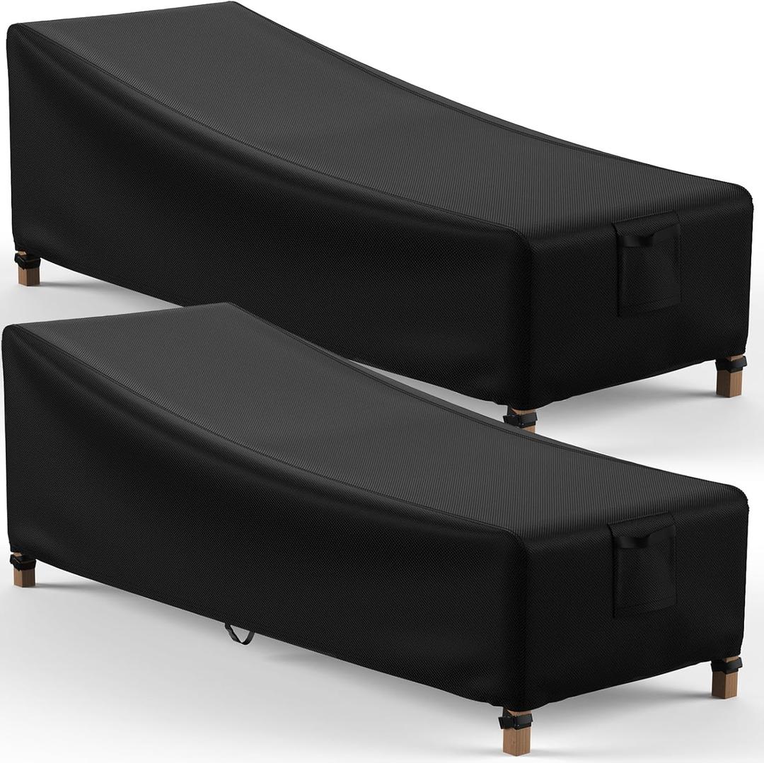 Mrrihand Chaise Lounge Cover, Patio Furniture Covers, Patio Lounge Chair Cover Waterproof and UV Resistant, Heavy Duty Outdoor furniture covers with Air Vent 2 Pack - 84L x 32W x 32H inch