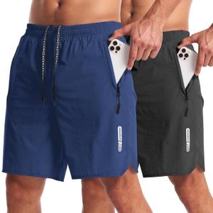 CANGHPGIN 2 Pack Mens Workout Athletic Shorts 7 inch Inseam Quick Dry Hiking Shorts Men Lightweight Sports Gym Shorts Running, XL