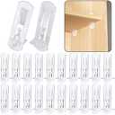 20pcs Plastic Locking Shelf Support Pegs,5mm Shelf Pins,Self-Locking Bracket Clips,Clear Shelf Pegs for for Kitchen Cabinet Furniture Book Shelves, 5mm Peg x 5/8" Thick Shelves