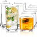 Kyraton Drinking Glasses Set of 12, PET Clear Plastic Highball Glasses 14oz & Whisky Cocktail Glasses Set 11.5oz, Heavy Duty Unbreakable Water Glasses Cup Tumbler Glassware for Beer, Juice, Milk