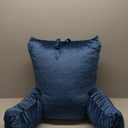 Neustern Reading Pillow for Sitting in Bed Adult, Back Pillow for Bed Shredded Memory Foam Chair Pillow with Arms and Pockets, Backrest and Support with Washable Cover for Watching TV/Gaming/Relaxing (Dark Blue)
