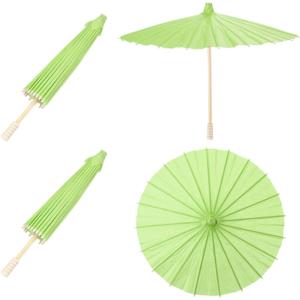 MECCANIXITY 2 Pcs Paper Umbrellas ,12" Paper Parasol Umbrella DIY Oiled Paper Painting Umbrellas for Photography Props Craft Party Wedding Decoration,Green