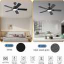 FUMLTP 42 inch Modern Ceiling Fans with Lights APP/Remote Control, Low Profile Reversible 6 Speeds Ceiling Fan Light for Indoor/Outdoor Patio Bedroom Living Room,Black