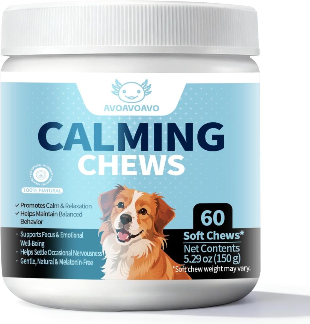 2 x Calming Chews for Dogs – Helps with Anxiety, Stress & Barking – Promotes Relaxation, Calm Behavior & Focus (60)