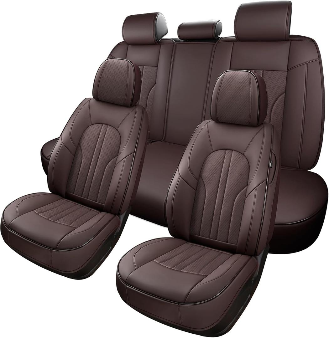 MINGBRON Car Seat Covers,Car Seat Protector Waterproof,Seat Covers Full Set, Car Seat Protectors,Automotive Seat Covers Fit for Most Cars Brown