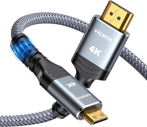Highwings Mini HDMI to HDMI Cable 10FT 2-Pack, (4K 60Hz) High Speed HDMI to Mini HDMI Male Bi-Directional 2.0 Cord, for HDTV, Tablet, Camera and Camcorder [Aluminum Shell, Nylon Bra
