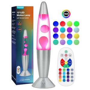 17 Colors Changing Liquid Motion Lamp with Remote: 13.5" Pink LED Night Light for Kids Adults - Relaxing Table lamp for Bedroom Office - Glitter Mood Lighting for Home Decor Christmas Decorations