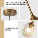 KCO Lighting Mid Century Modern Pendant Chandelier Amber Glass Hanging Lamp Gold Globe Pendant Lights Kitchen Island Brushed Brass Pendant Light Large Kitchen Pendant Lighting Over Island