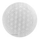 Amazing Gemstone Selenite Crystal Charging Plate for Crystals and Healing Stones, 4" Selenite Crystal Plate Engraved Flower of Life Coaster for Home, Office Table Decor (Selenite Round Disc)