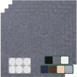 VallisCo Carpet Tile 20 Pack 24 X 24 Self Adhesive Carpet Floor Tiles Anti-Slip Squares Peel and Stick Floor Tile DIY Installation for Bedroom(Dark Grey)