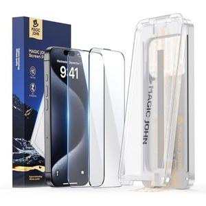MAGIC JOHN 3rd Gen Upgraded for iPhone 15ProMax Screen Protector 6.7 Inch,HD Clear,Shatterproof Tempered Film,Auto Dust-Elimination,Bubble Free,Easy Installation,2 Pack