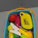 70 PCS Cutting Play Food Toy for Kids Kitchen, Pretend Fruit &Vegetables Accessories with Shopping Storage Basket, Plastic Mini Dishes and Knife, Educational Toy for Toddler Children Birthday Gift