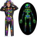Weixinbuy Kids Halloween Skeleton Costumes Toddler Luminous Scary Skull Bones Jumpsuit Glow in the Dark Outfit for Child Baby (4-6 Years, Black #1)