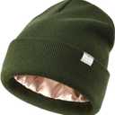 YANIBEST Satin Lined Beanie for Women Reduce Frizz Winter Hats for Women Men Silk Lining Soft Slouchy Warm Cuffed Less Static