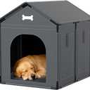 Extra Large Dog House Indoor with Plush Cushion, Dog Kennel for Inside with Sturdy Frame, Waterproof Pet House Suitable for Medium Large Dogs, 34x27x34in, Gray