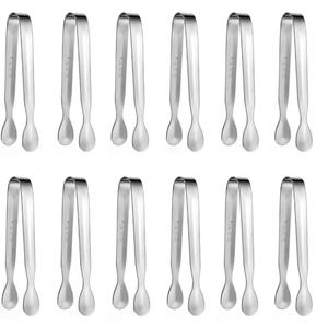 Keiwhsly 12Pcs 4.3Inch Mini Sugar Cube Tongs, 304 Stainless Steel Small Serving Tongs for Charcuterie Board, Appetizer Platters, Self-Serve Setups, Tea Party Catering, Coffee, Desserts(Silver)