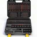 112-Piece Torx and Allen Bit Socket Set, 1/4", 3/8",1/2" Drive Bit Socket Set with Ratchet Wrench, Adapters, Extra Long & Tamper Proof torx/Hex/Ball End Hex/E-torx, SAE & Metric