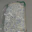 Large Cotton Makeup Bag, Quilted Floral Makeup Bag Organizer for Women Girls with Makeup Brush Compartment & Two Side Pockets, Cosmetic Travel Bag Vertical Storage- Blue Flower (MEDIUM)