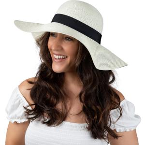Women Floppy Sun Hat with Wide Brim—Foldable Roll-Up Straw Beach Hat UPF 50