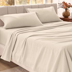 Bare Home Organic Cotton Flannel Sheet Set - Twin Size - 100% Cotton - Double Brushed for Extra Softness & Comfort - Warm, Cozy, and Durable - Breathable - Bed Sheets (Twin, Sand)