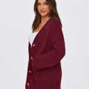 PRETTYGARDEN Women's 2025 Fall Cardigan Sweaters Long Sleeve Open Front Button Up V Neck Knit Winter Fashion Clothes (Wine Red,Medium)